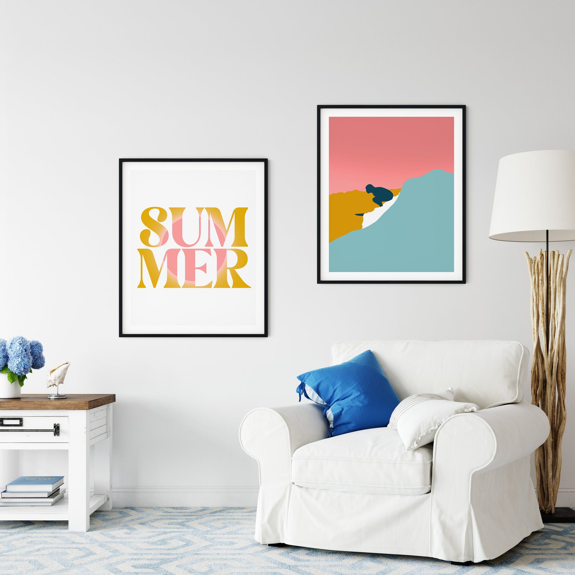 Summer Art Print, Printable Wall Art, Beach House Decor, Surfer Gift, Coastal Wall Art, Summer Gift, Sunset Art